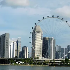 a large ferris wheel in the middle of a city