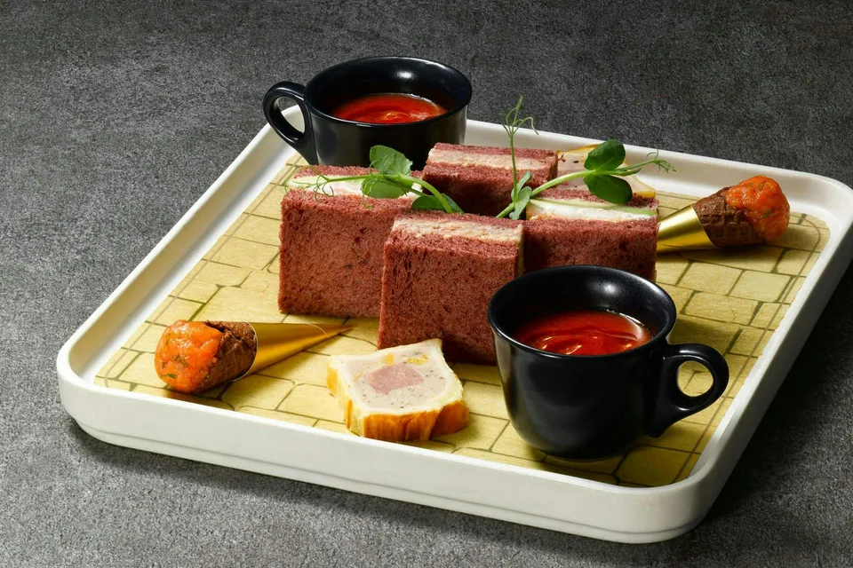 Themed treats platter with sandwiches, soup, and cones at Warner Bros. Studio Tour Tokyo.