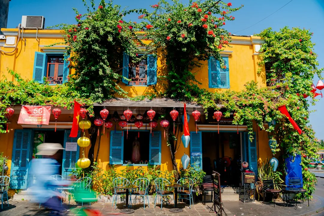 Colorful building with plants and decorations