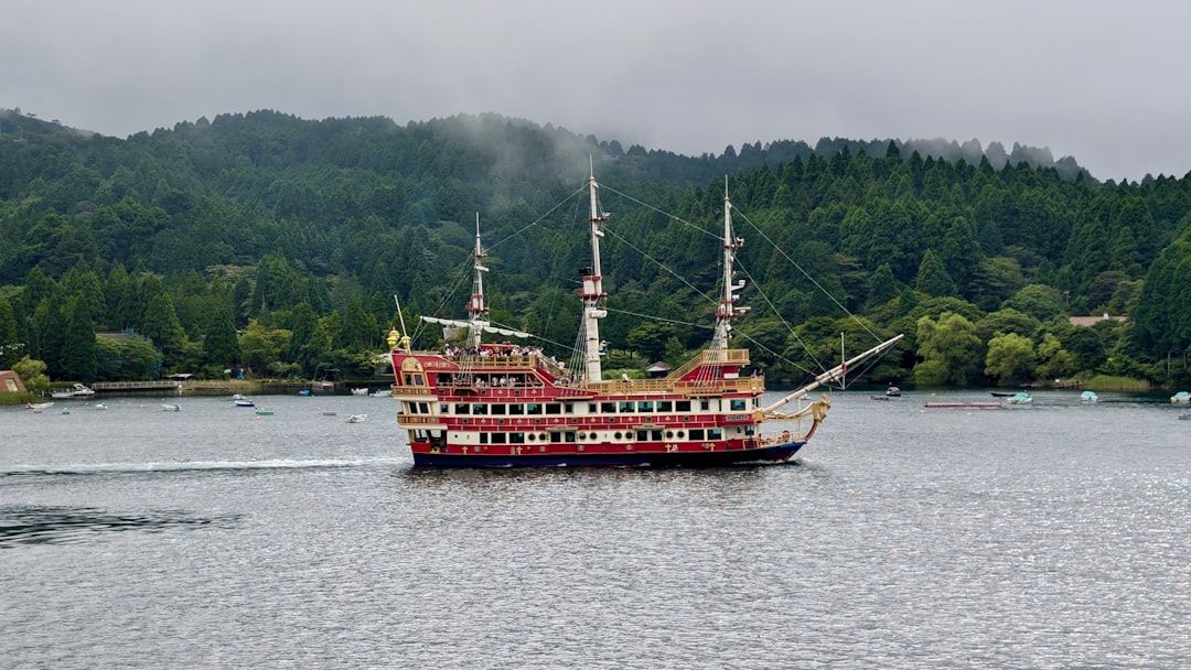 A large boat in a large body of water